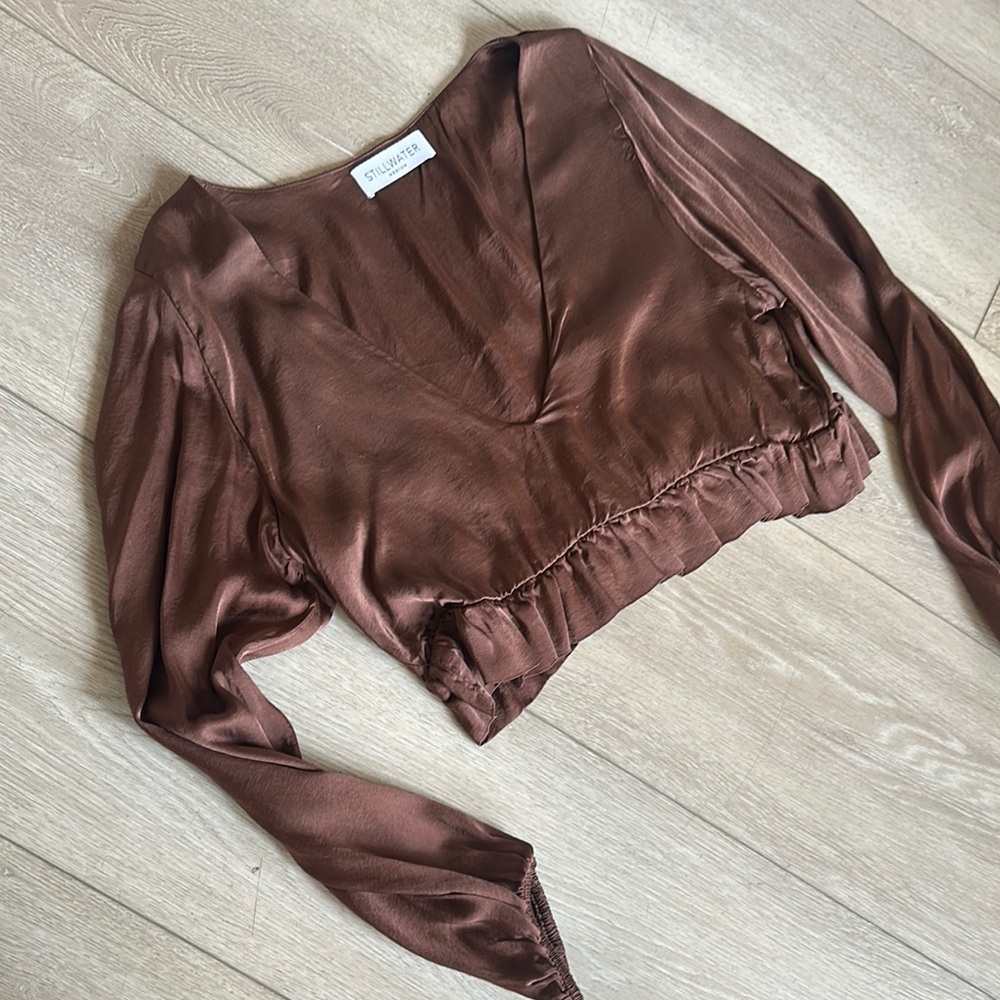 Brown Satin Women's Top